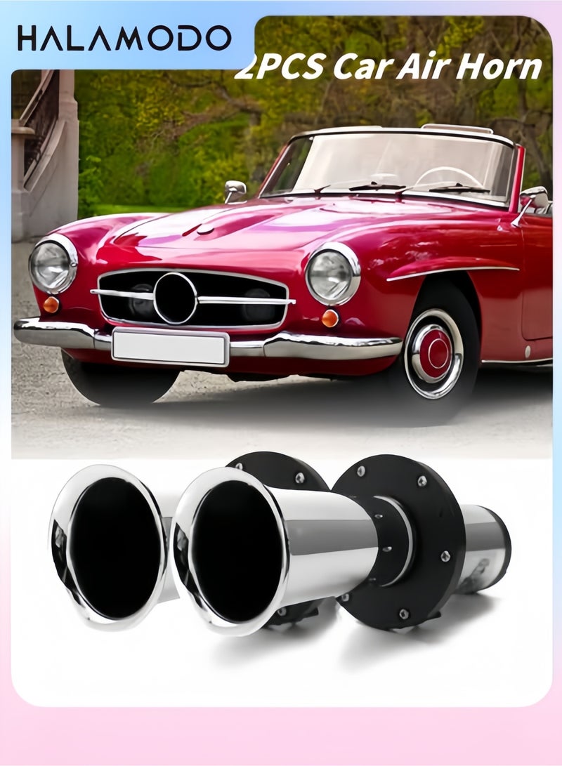 2PCS Car Air Horn Set Classical Car Horn 12V Vintage Horn Old Style Loud Ahooga Horn Car Electrical Horn Retro Design Whistle Horn for Auto & Truck & Golf Cart Car - Image 1