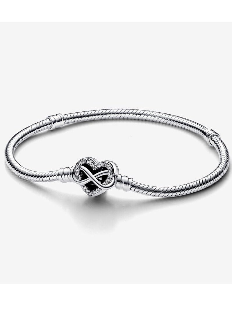 Pandora Violet Pandora Moments Sparkling Infinity Heart Clasp Snake Chain Bracelet  - Image 1