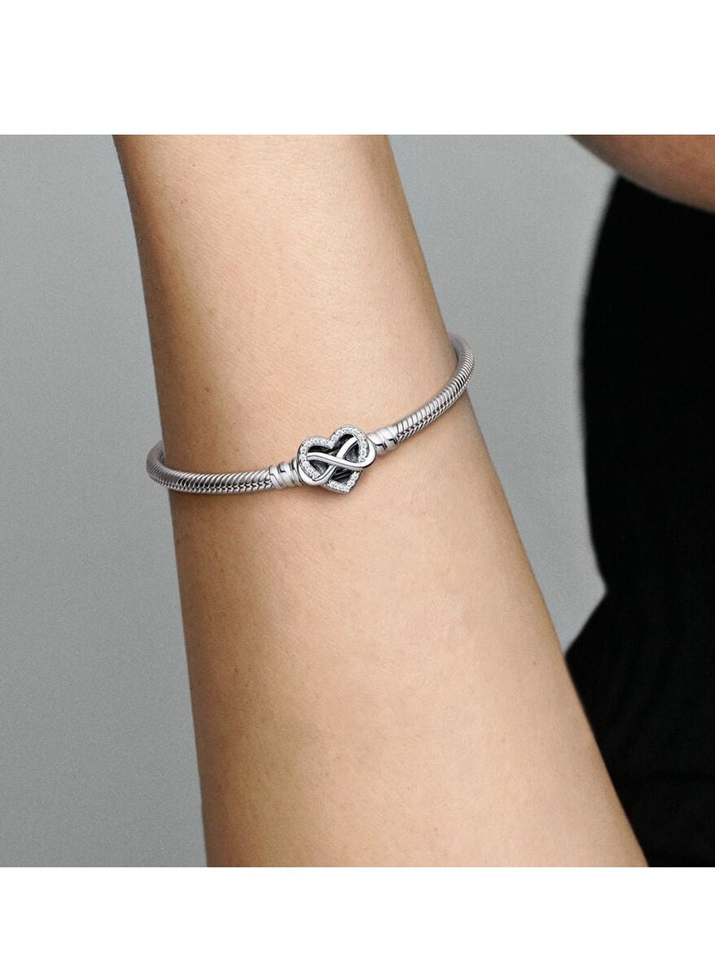Pandora Violet Pandora Moments Sparkling Infinity Heart Clasp Snake Chain Bracelet  - Image 2