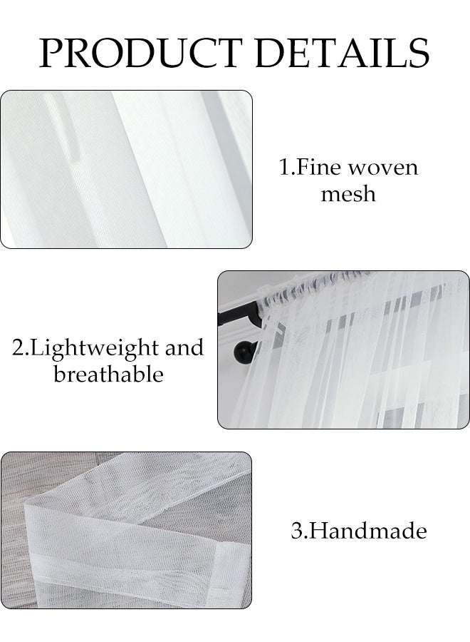 DUNISO 1*2.7m Mesh Pure White Transparent Curtain, Roman Blind Herringbone Tulle, 1 Piece Suitable For Bedroom, Living Room And Balcony - Image 3