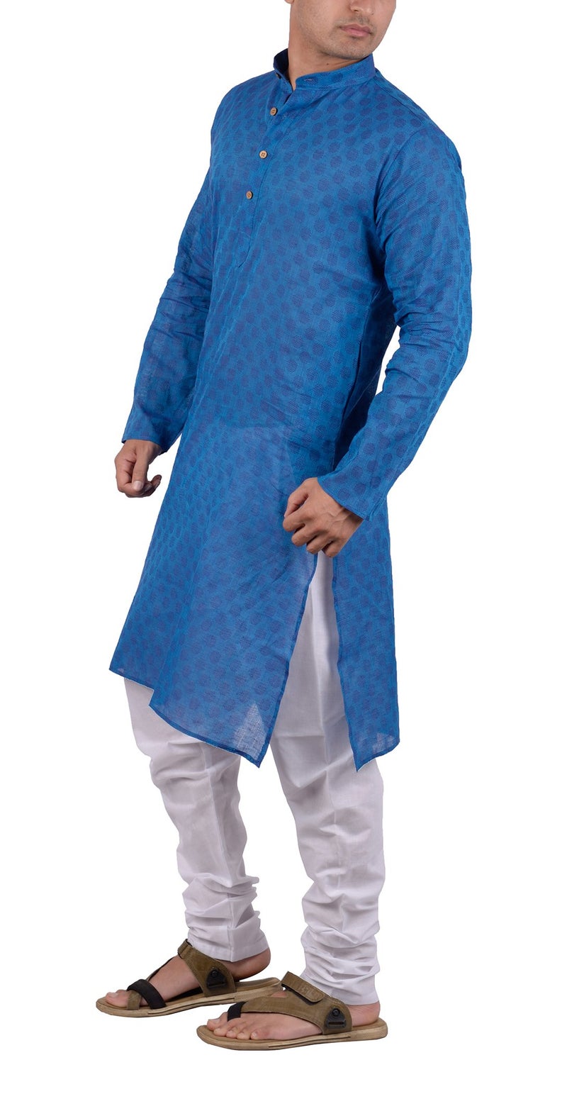 Maharaja Shirt Men's Cotton Kurta Pyjama (MSKP004-44, Blue, 44) - Image 3
