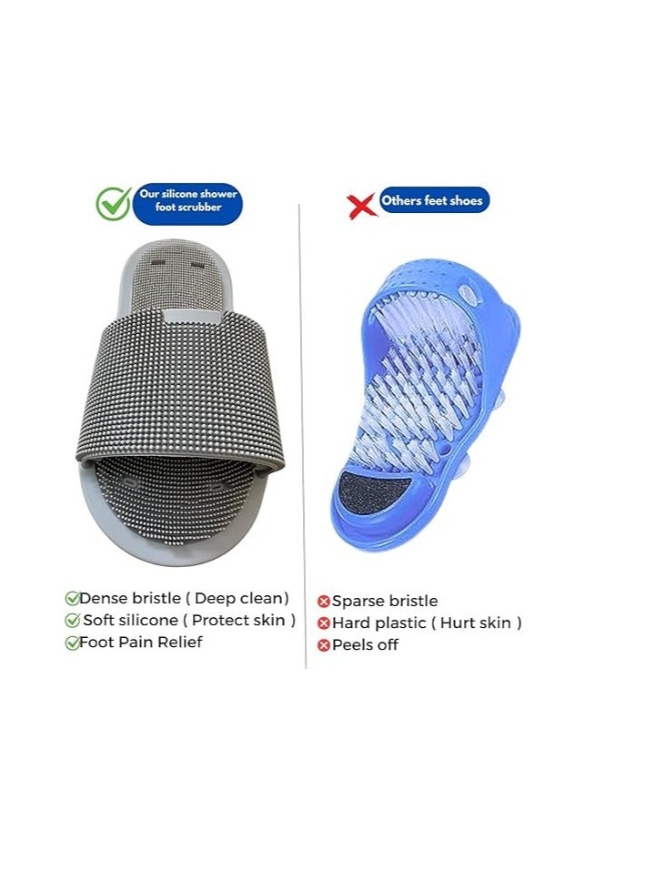 شبشب سيلكون غير قابل للإنزلاق,نعال للجنسين للمنزل والإستحمام والسبا وصالون التجميل.شبشب لتدليك القدم وتنظيفها بقواعد شفط لمنع التزحلق واللصق على الجدران,مقاس واحد ثقيل الوزن -وردي - Image 5