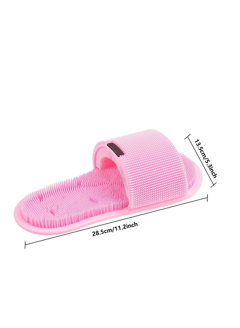 شبشب سيلكون غير قابل للإنزلاق,نعال للجنسين للمنزل والإستحمام والسبا وصالون التجميل.شبشب لتدليك القدم وتنظيفها بقواعد شفط لمنع التزحلق واللصق على الجدران,مقاس واحد ثقيل الوزن -وردي - Image 3