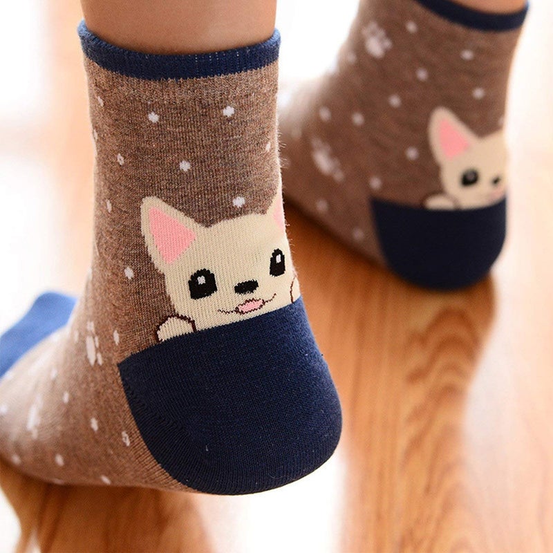 YSense Cute Socks Womens Dog Cat Novelty Animal Socks for girl Cartoon Cotton Casual Crew Funny Gifts 5 Pairs, Dog style 2 - Image 2