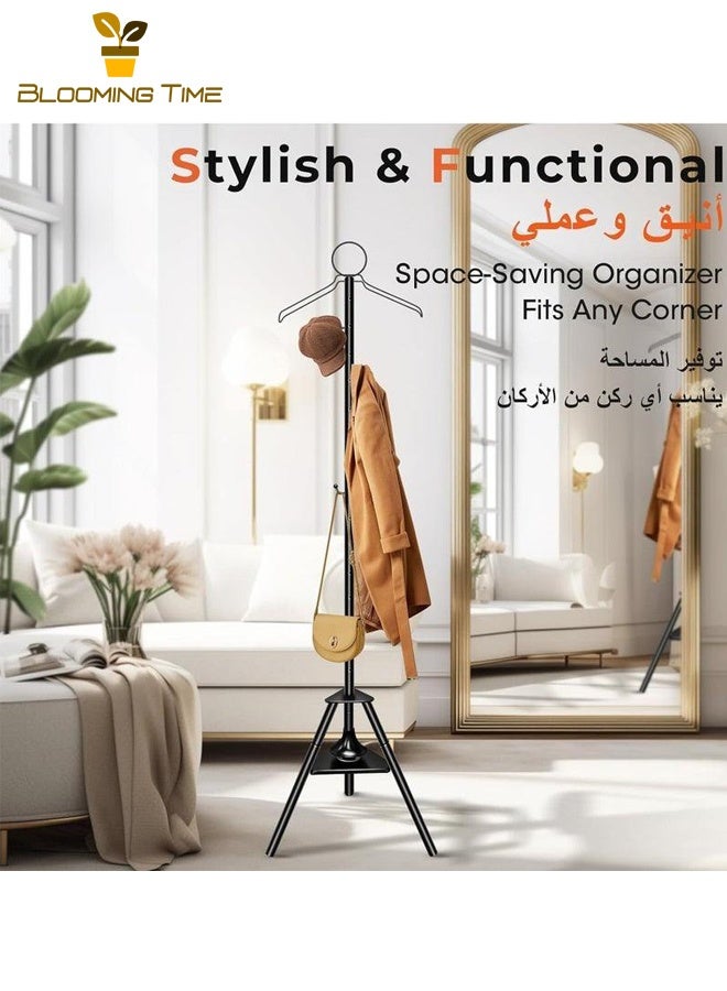 بلومنغ تايم شماعات متعددة الأغراض مع مبخرة وثقب تبخير الملابس تصميم اثنين في واحد ، شماعات معطف رداء ، ومناسبة لغرفة النوم ، مكتب ، أسود (باستثناء مصدر البخور) - Image 5