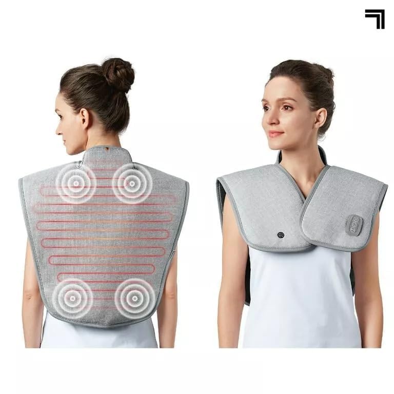 FLOITTUY Electric Heating Pad & Vibrating Massager for Neck Pain ,Cervical Pain and Shoulder Pain Relief | Comfort Adjustable Heat Levels | Relaxation 5 Massage Modes | Muscle Soreness Recovery | Weighted and Universal Fit | Suitable For Men & Women | (Grey) - Image 2