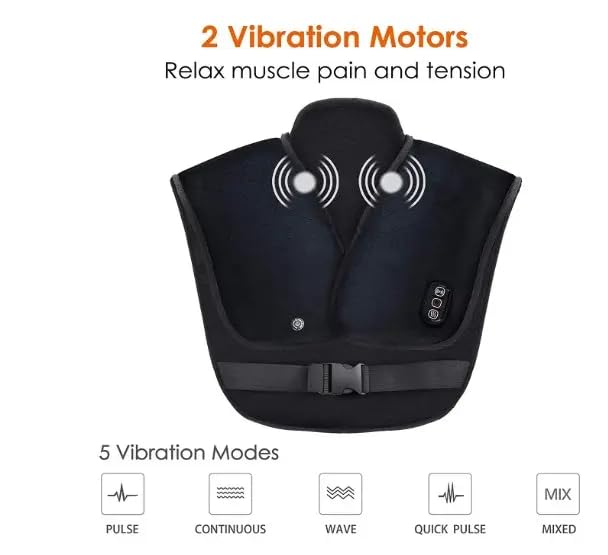 FLOITTUY Electric Heating Pad & Vibrating Massager for Neck Pain ,Cervical Pain and Shoulder Pain Relief | Comfort Adjustable Heat Levels | Relaxation 5 Massage Modes | Muscle Soreness Recovery | Weighted and Universal Fit | Suitable For Men & Women | (Grey) - Image 4