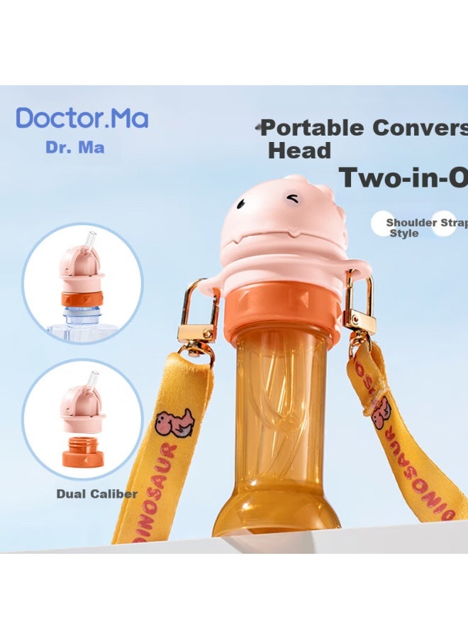 Doctor Ma Children's Mineral Water Straw Cap Conversion Head Portable Baby Drinking Water Artifact Beverage Bottle Conversion Mouth With Strap Pink - Image 1