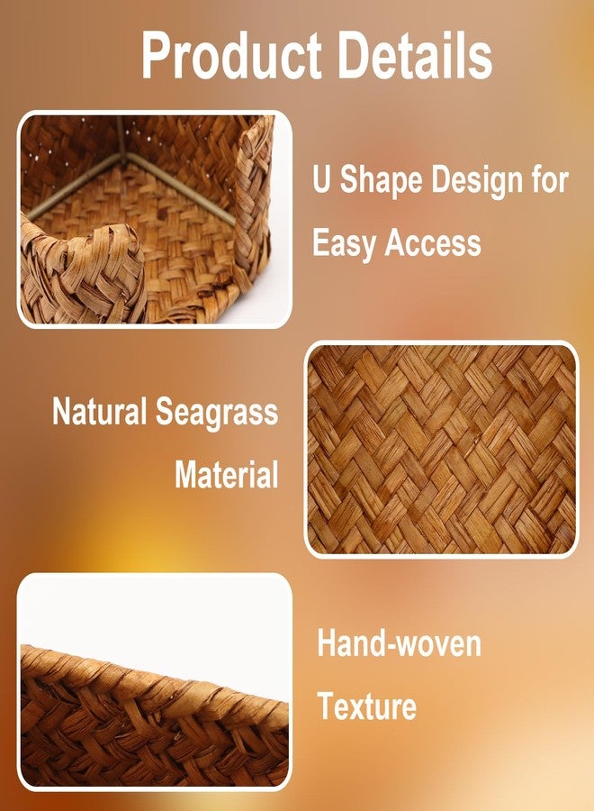 Shonmogar Sticky Note Holder Seagrass Post It Note Dispenser, 3 x 3 Inch Woven Sticky Note Dispenser, Farmhouse Post It Holder for Desk Home Office Decor, Caramel - Image 2