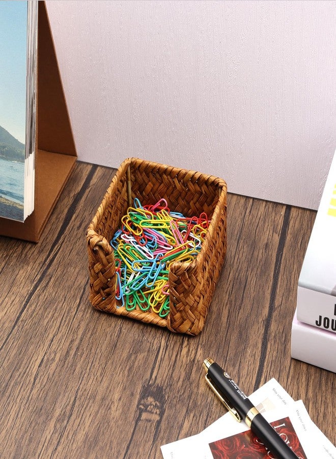 Shonmogar Sticky Note Holder Seagrass Post It Note Dispenser, 3 x 3 Inch Woven Sticky Note Dispenser, Farmhouse Post It Holder for Desk Home Office Decor, Caramel - Image 5