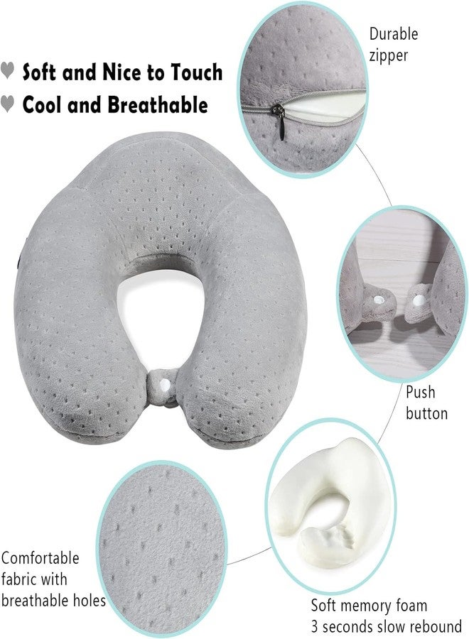 Gosider Travel Pillow Neck Pillows for Sleeping Travel Grey Memory Foam U Shape Airplane Pillow for Head and Neck Support Portable Travel Pillow for Traveling Car Home Office - Image 4
