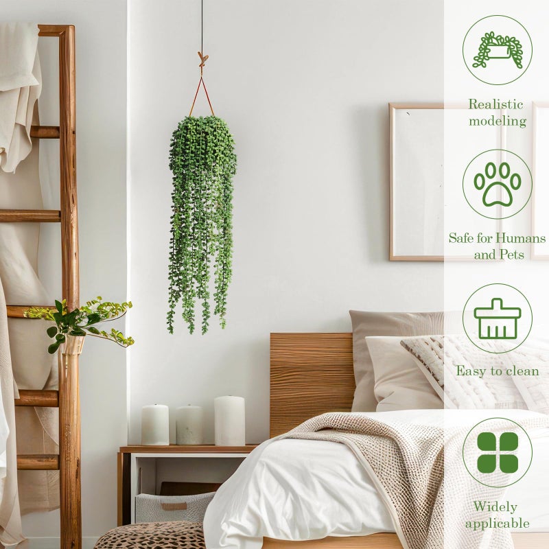 dallisten 10 Pcs Artificial Succulents Hanging Plants, Fake String of Pearls Greenery Plants, Decoration for Wall Home Backdrop Garden Windows Balcony Indoor and Outdoor (10PCS Green) - Image 4