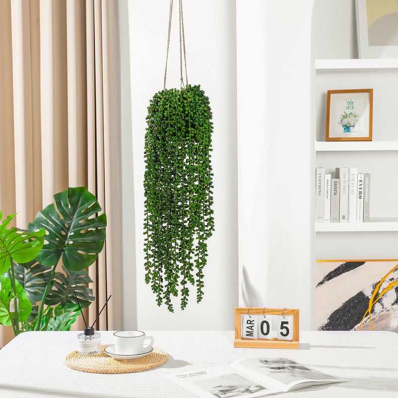 dallisten 10 Pcs Artificial Succulents Hanging Plants, Fake String of Pearls Greenery Plants, Decoration for Wall Home Backdrop Garden Windows Balcony Indoor and Outdoor (10PCS Green) - Image 5