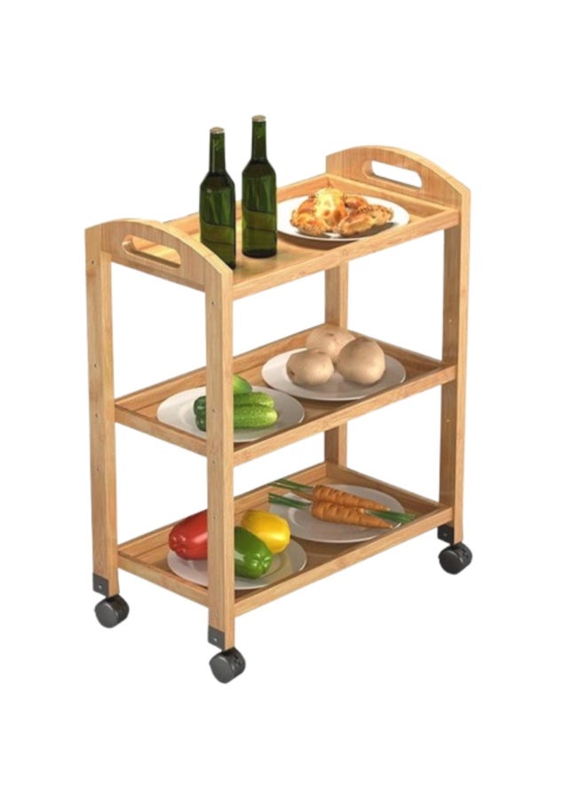طعم المنزل عربة تخزين بعجلات من الخيزران بثلاثة أرفف (73×60×33 سم) - عربة مطبخ متعددة الاستخدامات من الخيزران، ومنظم منزلي، وعربة متعددة الأغراض للحمام وغرفة المعيشة والمطعم والمكتب - Image 5