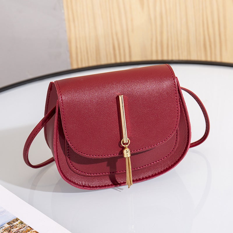 Women'S Bag 2020 New Golden Tassel Double-Layer Semicircle Single Shoulder Saddle Bag Fashion Casual Mobile Phone Bag Small Bag Fashion - Image 3