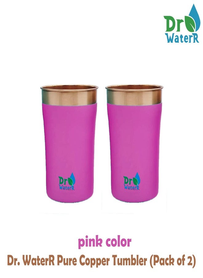 Dr. WaterR Pure Copper Tumbler, Capacity 300ml, Ayurveda Benefits, Eco Friendly, Pack of 2, (Pink) - Image 2