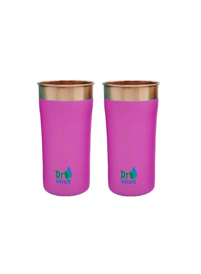 Dr. WaterR Pure Copper Tumbler, Capacity 300ml, Ayurveda Benefits, Eco Friendly, Pack of 2, (Pink) - Image 1