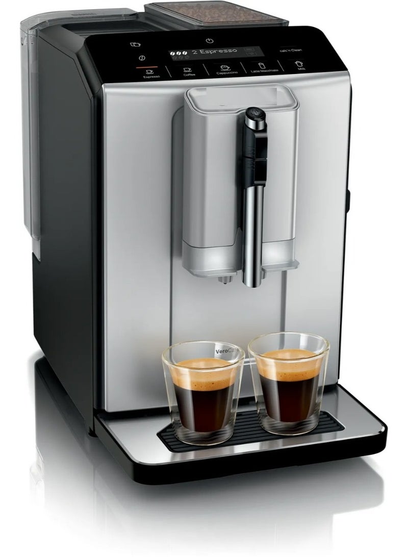 Coffee machine Series 2 Fully automatic Pump pressure 15.0 bar Volume water tank 1.4 l Capacity bean container 250g Silver TIE20301 - Image 1