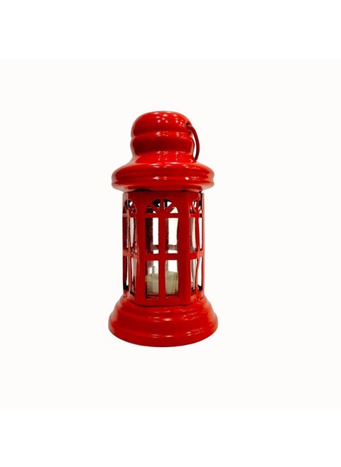 Ramadan Lantern with Multicolored Candle Light (Red)