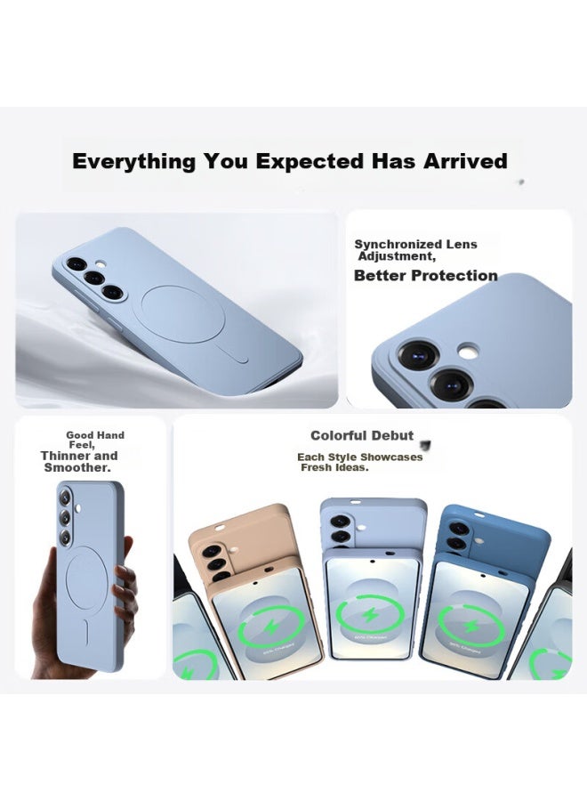 Keklle [Skin-Friendly Magnetic] Phone Case For Samsung S25+, Samsung S25+ Protective Cover, Skin-Friendly Liquid Silicone Magnetic Full-Coverage Soft Case Protective Cover, Midnight Black - Image 1