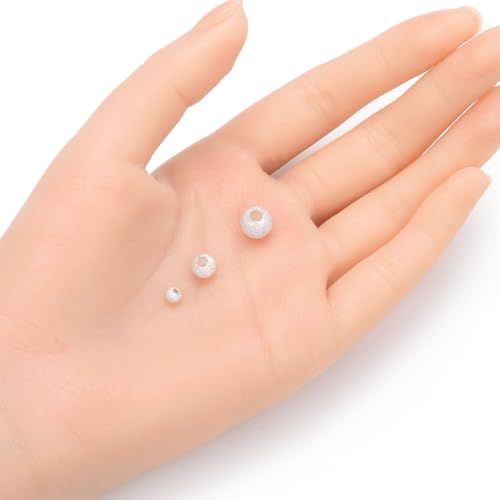 Adabele 50pcs Adabele Authentic 925 Sterling Silver 4mm (0.16 Inch) Small Tiny Sparkle Stardust Round Loose Beads Spacer for DIY Craft Jewelry Making SS144 - Image 2