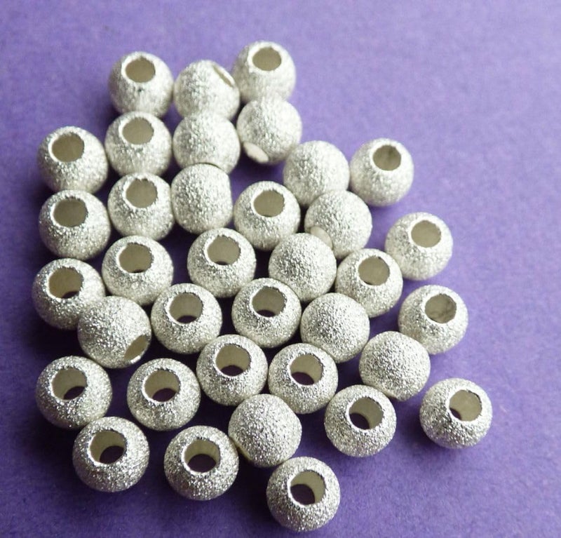 Adabele 50pcs Adabele Authentic 925 Sterling Silver 4mm (0.16 Inch) Small Tiny Sparkle Stardust Round Loose Beads Spacer for DIY Craft Jewelry Making SS144 - Image 4