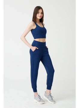 Los Ojos Womens Navy High Waist Jogger Sweatpants Joggers  - Image 1