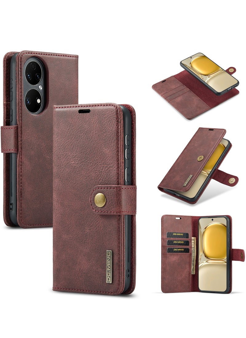 Generic For Huawei P50 Pro  Crazy Horse Texture Flip Detachable Magnetic Leather Case with Holder & Card Slots & Wallet  - Image 1