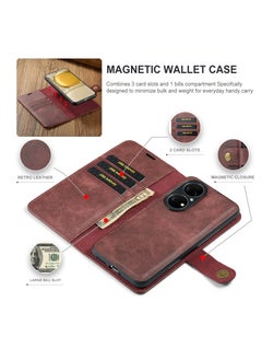 Generic For Huawei P50 Pro  Crazy Horse Texture Flip Detachable Magnetic Leather Case with Holder & Card Slots & Wallet  - Image 4