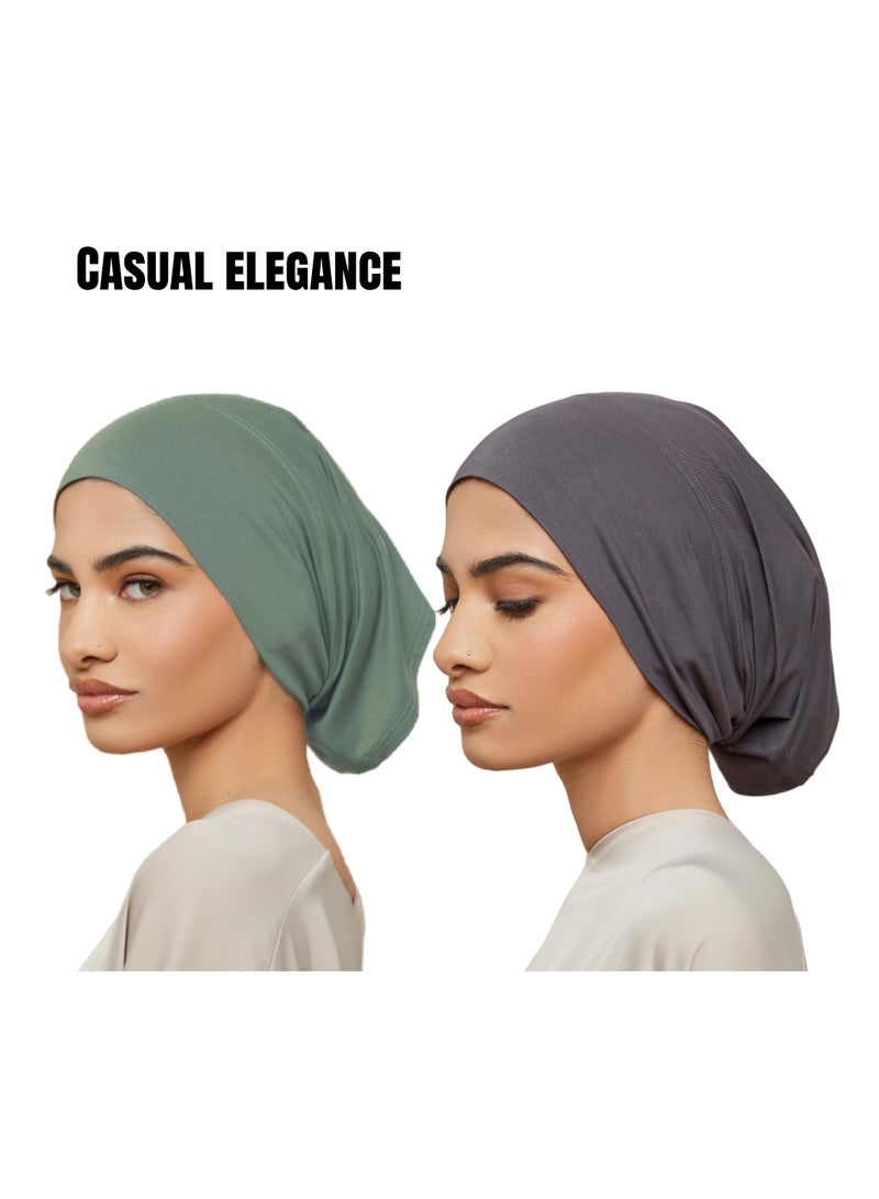 نوفولان قبعات حجاب مودال، 5 قطع، قبعات مستقيمة قابلة للتمدد، 5 ألوان، ماصة للرطوبة وجيدة التهوية، مناسبة للرياضة والعمل والتنقل اليومي، 24.5×10 سم، غطاء رأس متعدد الاستخدامات - Image 3