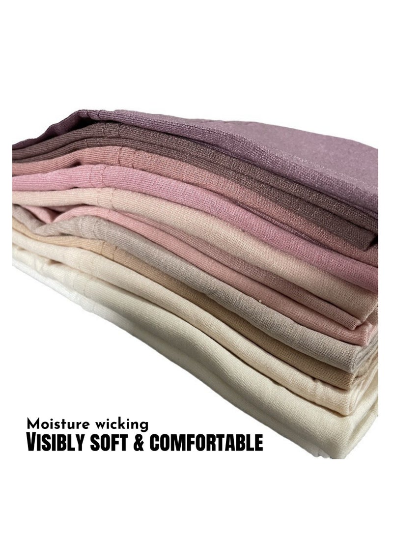 نوفولان قبعات حجاب مودال، 5 قطع، قبعات مستقيمة قابلة للتمدد، 5 ألوان، ماصة للرطوبة وجيدة التهوية، مناسبة للرياضة والعمل والتنقل اليومي، 24.5×10 سم، غطاء رأس متعدد الاستخدامات - Image 5