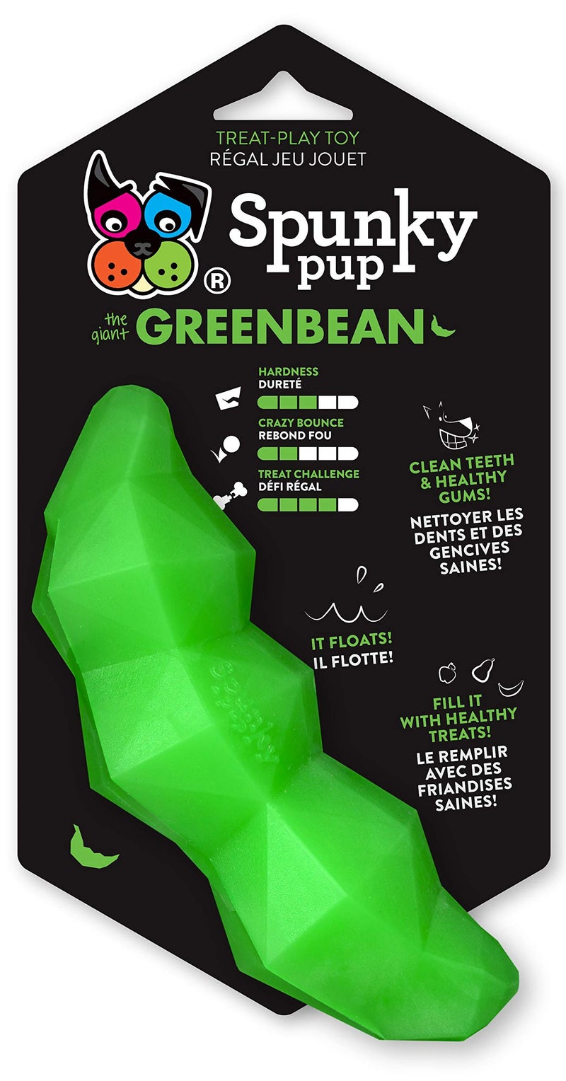 Spunky Pup Holding Treat Play Dog Toy | Interactive Treat Toy for Dogs | Promotes Healthy Teeth & Gums | Green Bean - Image 1