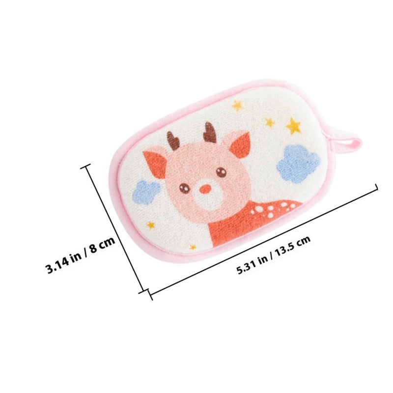 Cartoon Reindeer Baby Bath Sponge Soft Towel For Sensitive Skin Newborn Shower Pouf - Image 3