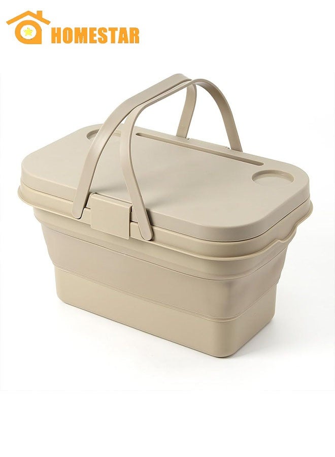 هومستر سلة نزهة قابلة للطي ، سلة كبيرة السعة المحمولة ، سلة نزهة قابلة للطي مع الغطاء والطاولة ، سلة تخزين متعددة الوظائف ومقاومة للماء للتخييم ، في الهواء الطلق ، الصيد - Image 1