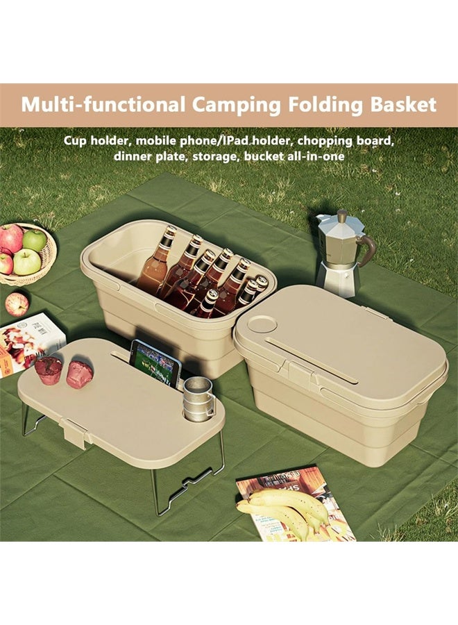 هومستر سلة نزهة قابلة للطي ، سلة كبيرة السعة المحمولة ، سلة نزهة قابلة للطي مع الغطاء والطاولة ، سلة تخزين متعددة الوظائف ومقاومة للماء للتخييم ، في الهواء الطلق ، الصيد - Image 3