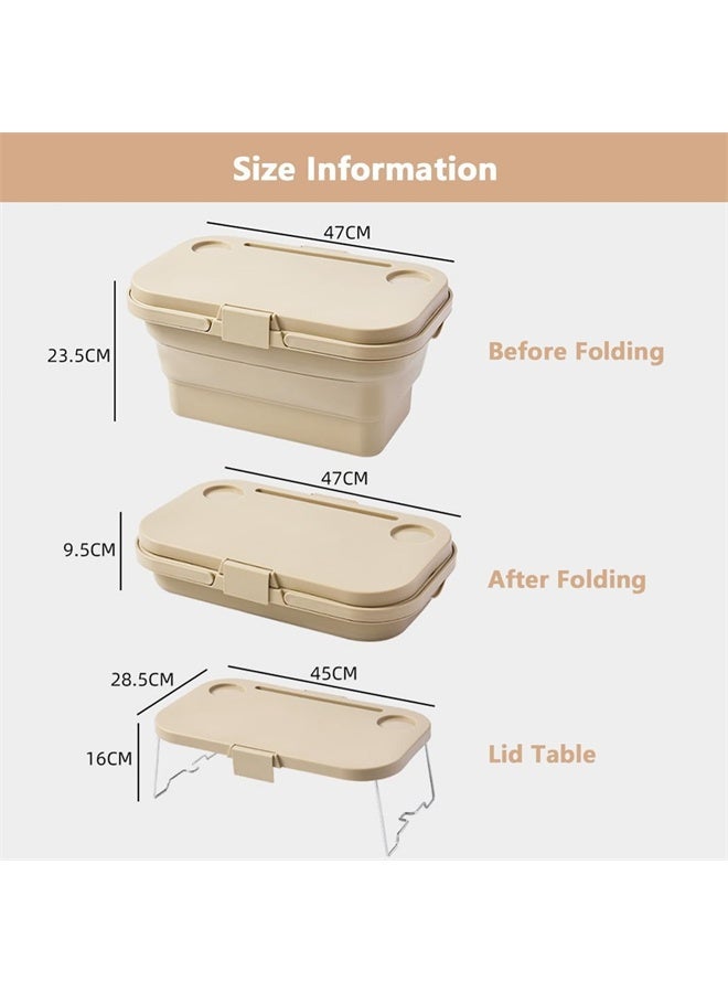 هومستر سلة نزهة قابلة للطي ، سلة كبيرة السعة المحمولة ، سلة نزهة قابلة للطي مع الغطاء والطاولة ، سلة تخزين متعددة الوظائف ومقاومة للماء للتخييم ، في الهواء الطلق ، الصيد - Image 2