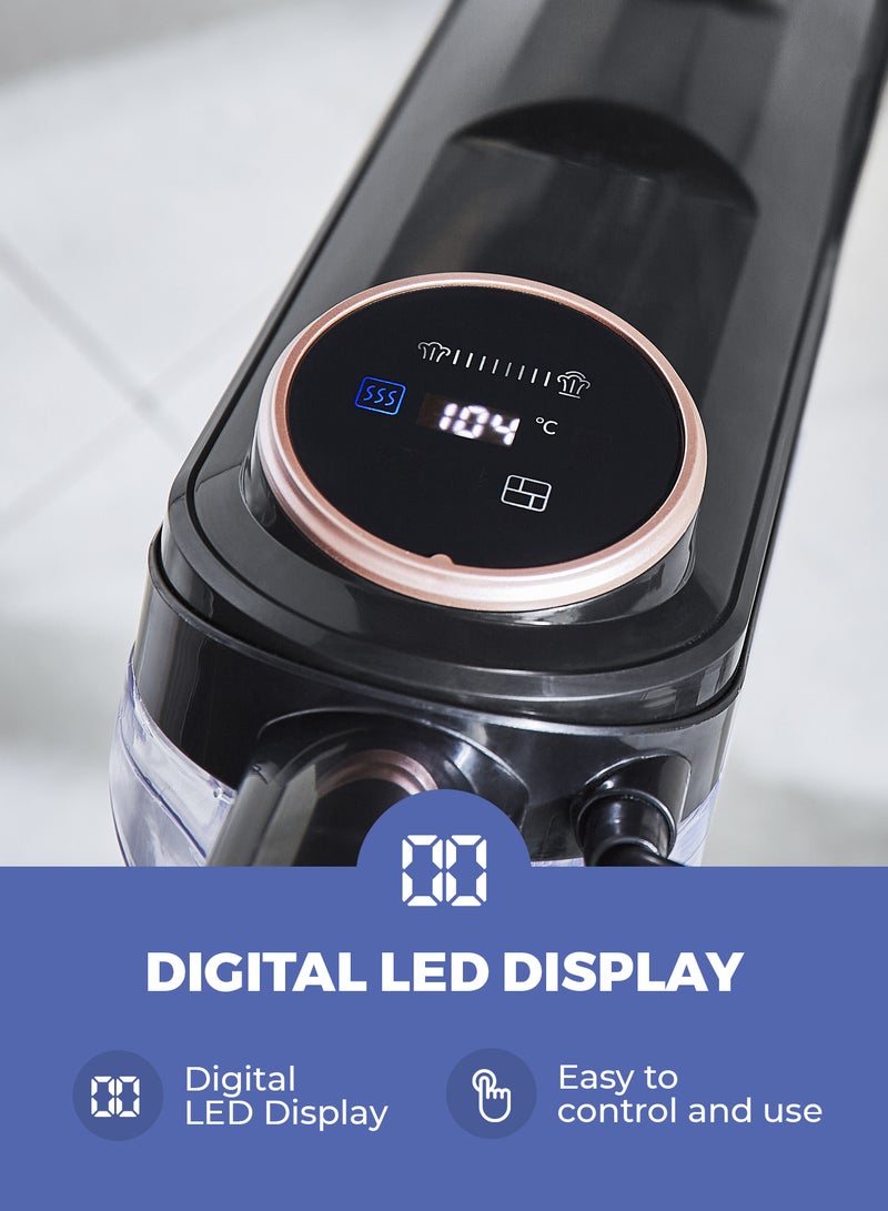 GEEPAS Digital Steam & Scrub Floor Mop 540 ML Tank |1380 W 25g/min Steam Output | Twin Rotating Pads, LED Display & Headlight | GSC63077UK Black 1380 W GSC63077UK Black - Image 4
