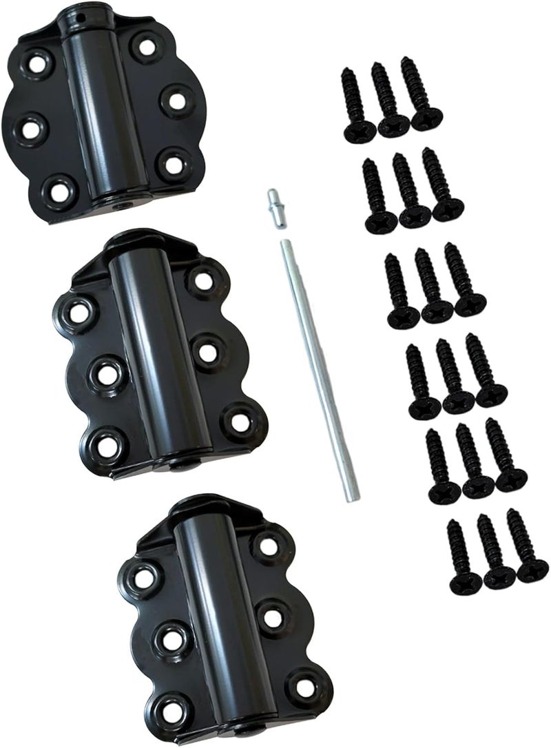 QCAA Door Spring Hinges, 2-3/4", Each Set Including 2 PCS Self Closing and 1 PC Adjustable Self Closing Door Hinge, Black, 1 Set, Made in Taiwan - Image 1