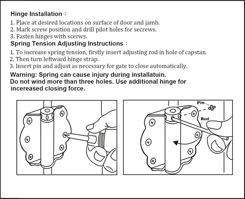 QCAA Door Spring Hinges, 2-3/4", Each Set Including 2 PCS Self Closing and 1 PC Adjustable Self Closing Door Hinge, Black, 1 Set, Made in Taiwan - Image 4