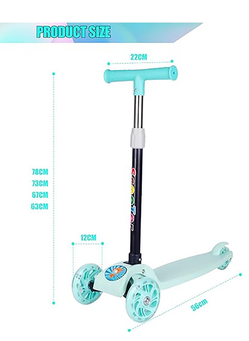 Beauenty scooter for kids,adjustable&folding 3 wheel scooter,led light up wheels,for 2-8 years old (blue)  - Image 2
