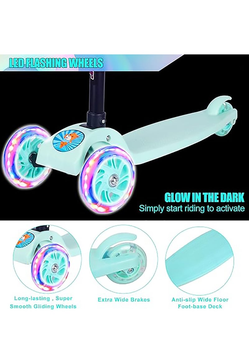 Beauenty scooter for kids,adjustable&folding 3 wheel scooter,led light up wheels,for 2-8 years old (blue)  - Image 4