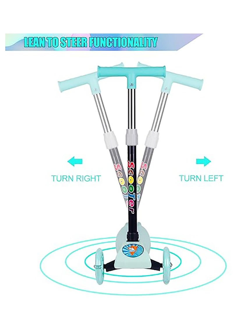 Beauenty scooter for kids,adjustable&folding 3 wheel scooter,led light up wheels,(blue) - Image 2