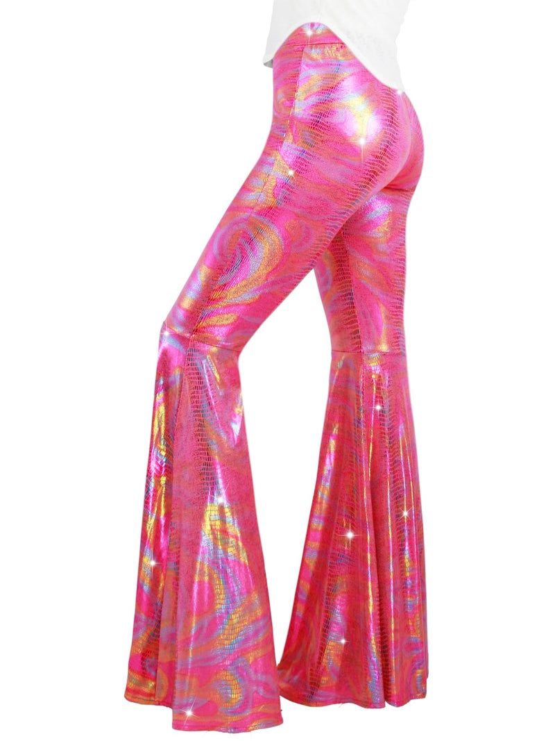Nawgut Womens Sequin Flare Pant Sparkly High Waisted Leg Bell Bottom Glitter Trousers Night Out Clubwear-XX-Large - Image 1