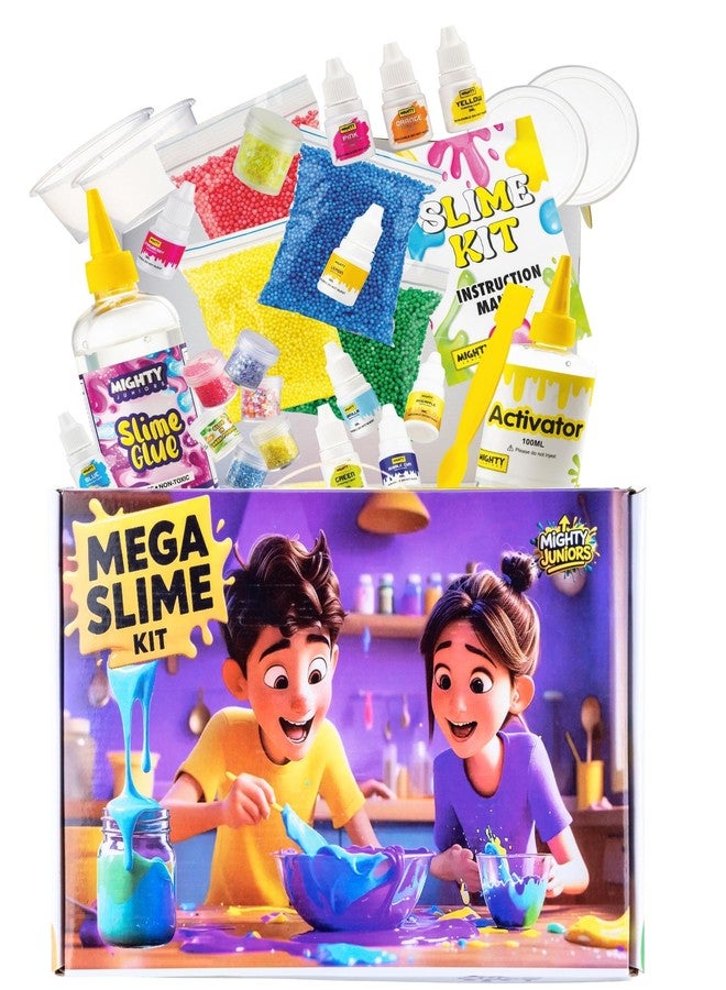 Mighty Junior's New Mega Slime kit |Pack of 70+ Unique Making slimes|Toys for Kids Ages 4-15 Years| Monster,Butter, Unicorn, Ice-Cream, Crystal Slime Kit |Birthday Gifts and Toys for Boys and Girls| - Image 1