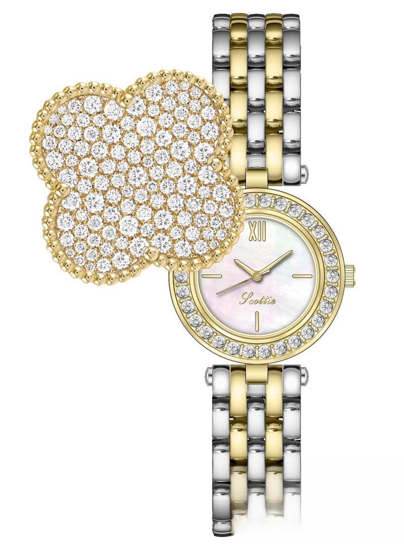 Scotties Women's Watch With Rotatable Steel Strap And Full Diamond Cover, Featuring High Looks For Women  - Image 1