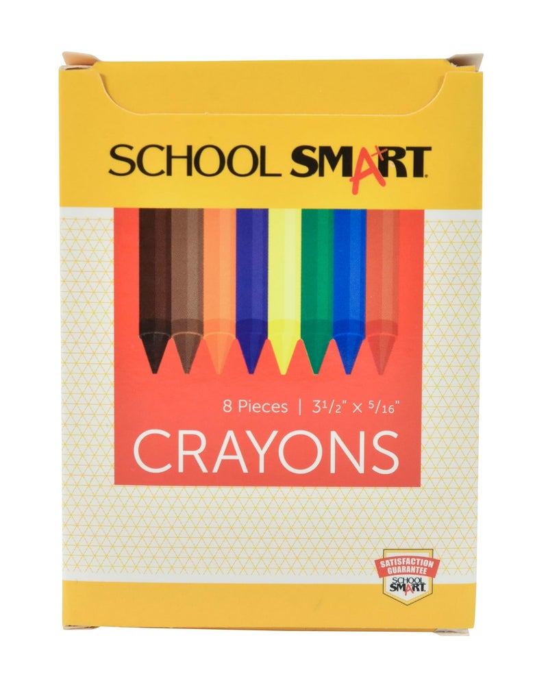 School Smart Classic Crayon Set with Tuck Box for Schools Home and More Assorted Colors Pack of 8