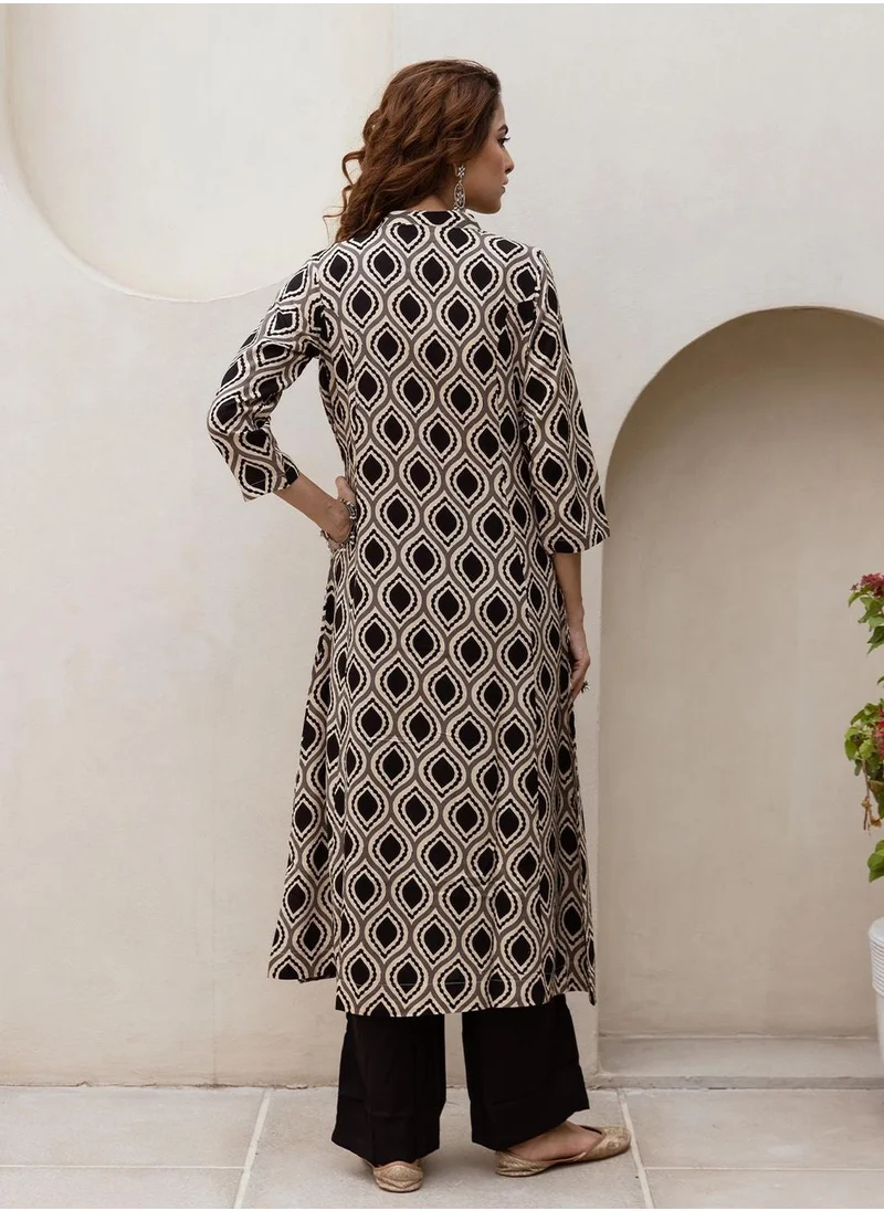 آي شين Women Black Rayon 2 Pcs Kurta Set