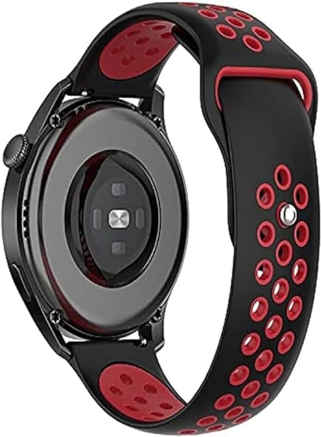 Strap Silicone 22MM For Huawei GT3 (46mm) / Watch 3 / Watch 3 Pro / GT2 Pro/Samsung Gear S3 Frontier / S3 Classic/Galaxy Watch 46mm / Galaxy Watch 3 (45mm) (Black & Red)
