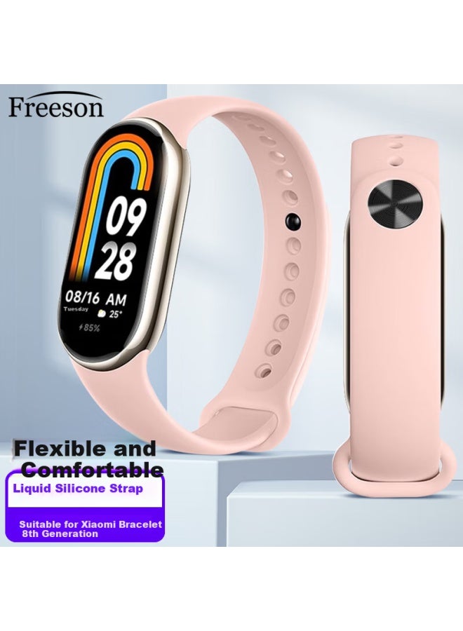 Freeson Compatible With Xiaomi Band 8/Nfc/9 Version, Wristband, Smart Sports Bracelet, Versatile Quick-Release Strap, Detachable Replacement, Liquid Silicone Skin-Friendly Soft Strap, Pink - Image 1