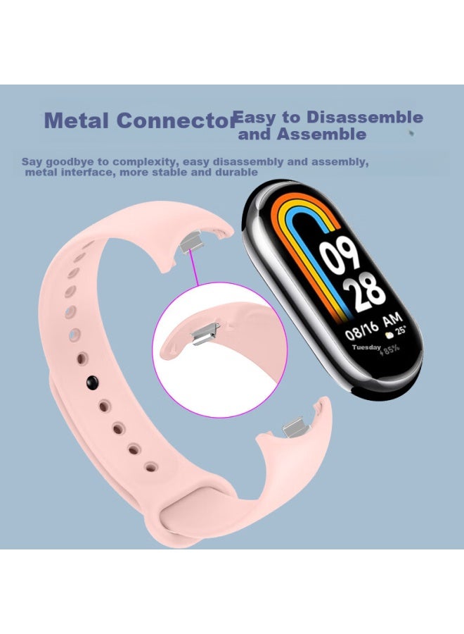 Freeson Compatible With Xiaomi Band 8/Nfc/9 Version, Wristband, Smart Sports Bracelet, Versatile Quick-Release Strap, Detachable Replacement, Liquid Silicone Skin-Friendly Soft Strap, Pink - Image 3